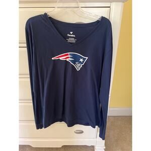 Fanatics New England Patriots Women's V-Neck Navy Blue Long Sleeve T-Shirt 3XL